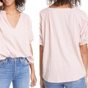 Free People Fever Dream Ruched Sleeve Shirt